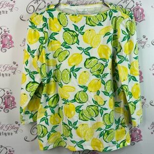 Talbots long sleeve fruit shirt top Lemon and Lime Print Women's Sweatshirt